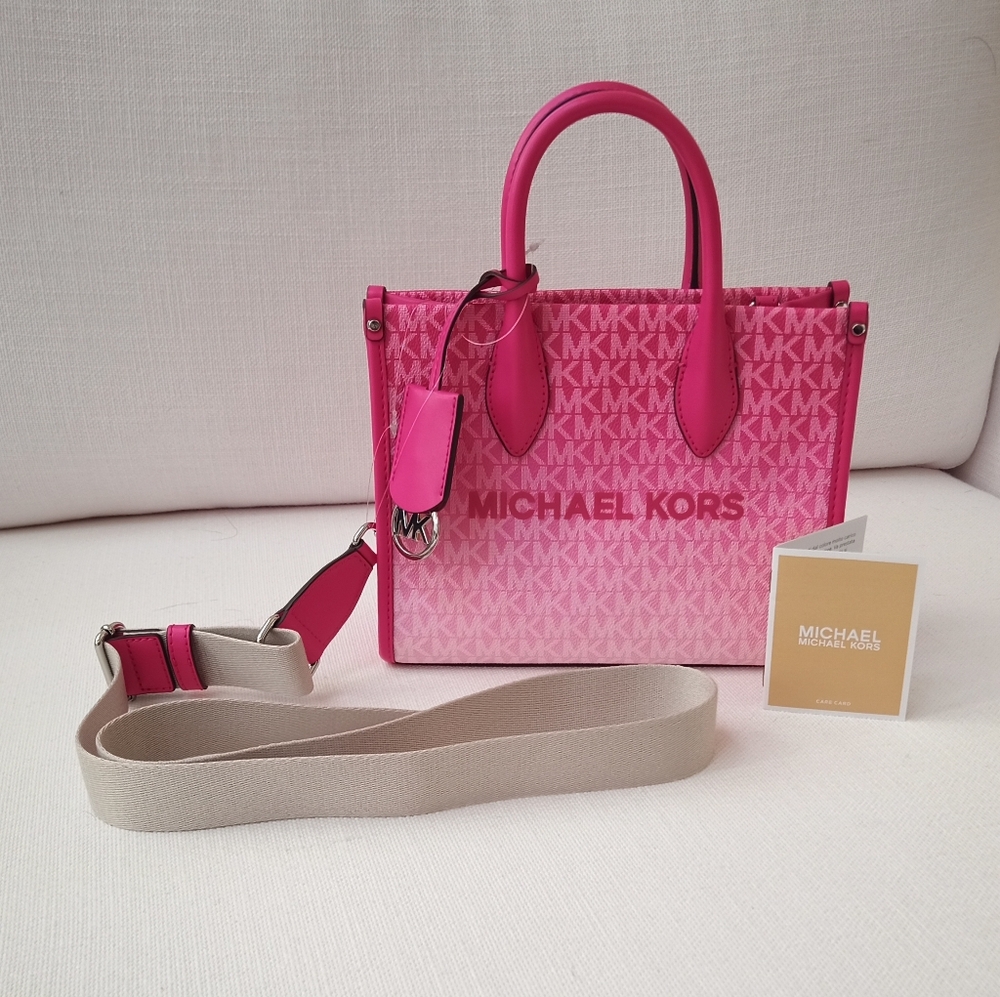 NWT & GIFTABLE Michael Michael Kors Satchel w XBody Strap In Dragonfruit Pink